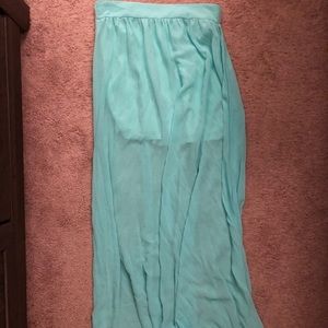 Teal sheer maxi skirt